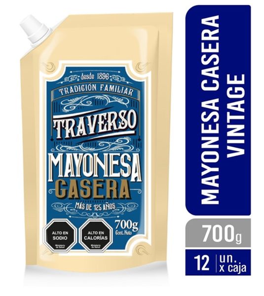 MAYONESA CASERA VINTAGE TRAVERSO DOYPACK 700 GRS