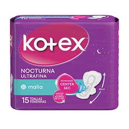 TOALLAS FEMENINAS KOTEX NOCTURNA ULTRAFINA 24X15