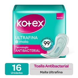 TOALLAS FEMENINAS KOTEX ANTIBACTERIAL 24X16