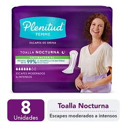 TOALLAS FEM. PLENITUD NOCTURNA 6X8 ANTIBAC.