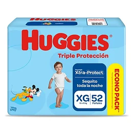 PAÑALES HUGGIES TRIPLE PROTECCION XG 52 UNID