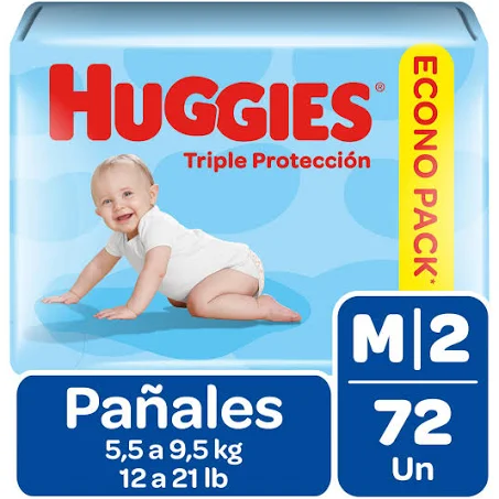 PAÑALES HUGGIES TRIPLE PROTECCION M 72 UNID