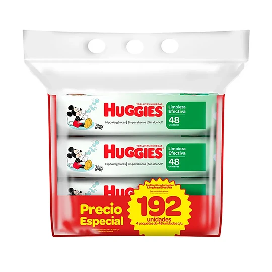 TOALLAS HUMEDAS HUGGIES LIMPIEZA EFECTIVA 192 UNI