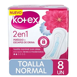 TOALLAS FEMENINAS KOTEX NORMAL CON ALAS 2 EN 1 48X8