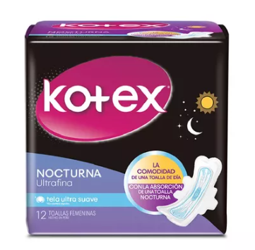 TOALLAS FEMENINAS KOTEX NOCTURNA ULTRAFINA TELA 24X12 240026