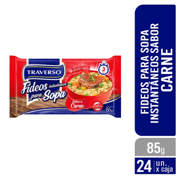 FIDEOS INSTANTANEOS  TRAVERSO CARNE 85 GRS