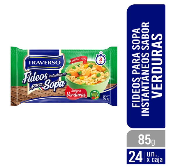 FIDEOS INSTANTANEOS  TRAVERSO VERDURAS 85GRS