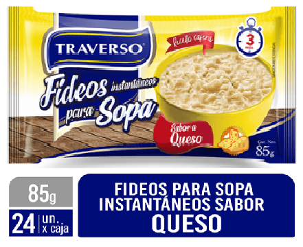 FIDEOS INST. SACHET SABOR QUESO 85G SACHET TRAVERSO