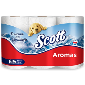PAPEL HIGINICO AROMA CORDILLERA DOBLE HOJA SCOTT 6 ROLLOS (246114)