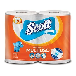 TOALLA DE PAPEL MULTIUSO SCOTT 2 ROLLOS  X 110 HOJAS