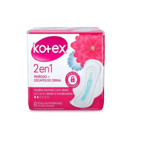 TOALLAS FEMENINAS KOTEX NORMAL CON ALAS 2 EN 1 48X8