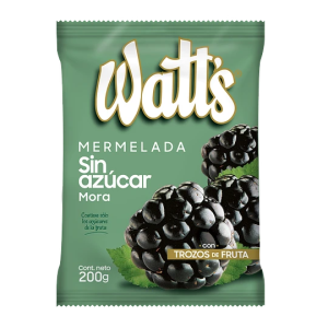 MERMELADA SIN AZUCAR MORA WATTS 200 GRS.