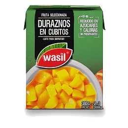 DURAZNOS CUBITOS CONSERVA WASIL TETRA 380 GRS