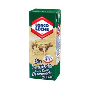 LECHE SIN LACTOSA SEMIDESCREMADA LIQUIDA LONCOLECHE 200 ML.